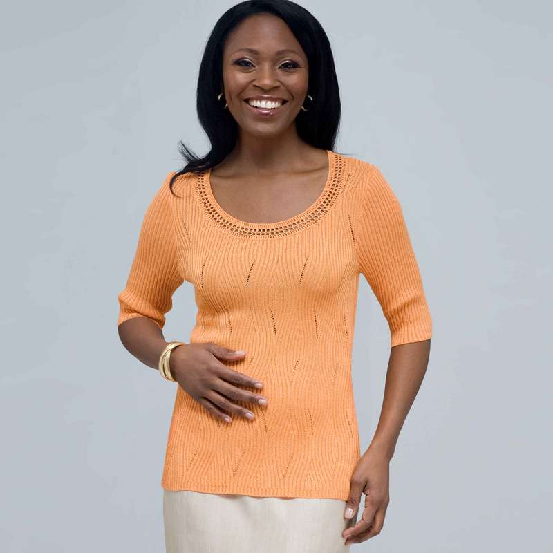 Scoop Neck Knit., LIght Tangerine, large image number 0