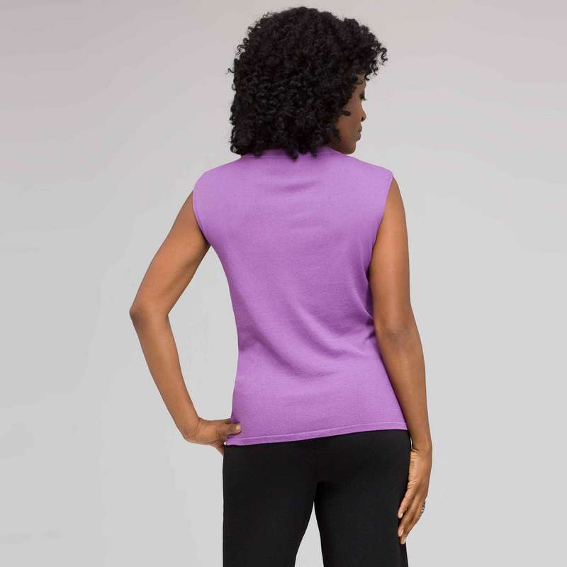 Sleeveless Scoop Neck Shell, Crocus, large image number 1